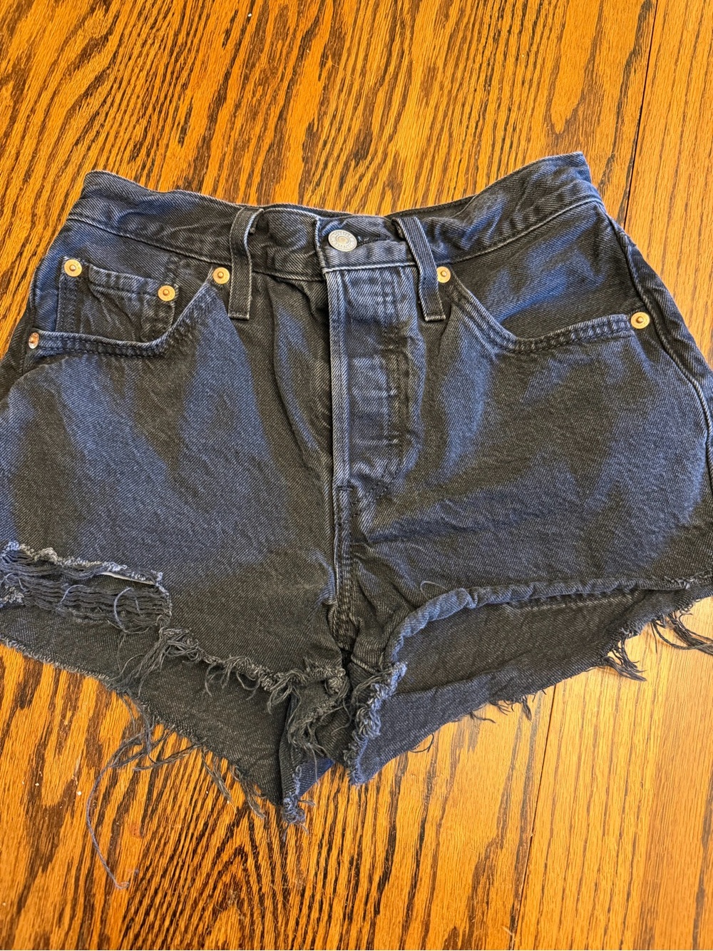 Levi’s 501 Frayed Hem Black Denim Women’s Shorts